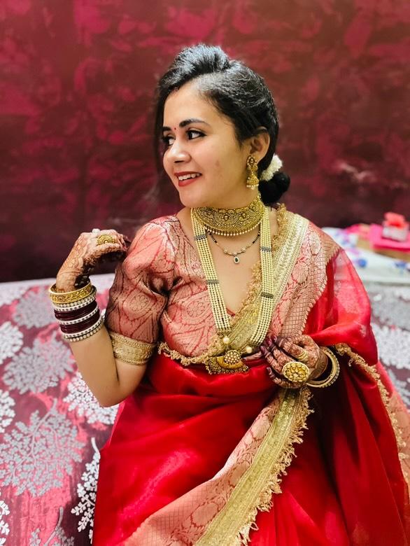 Maharani Collection Red Tissue silk saree