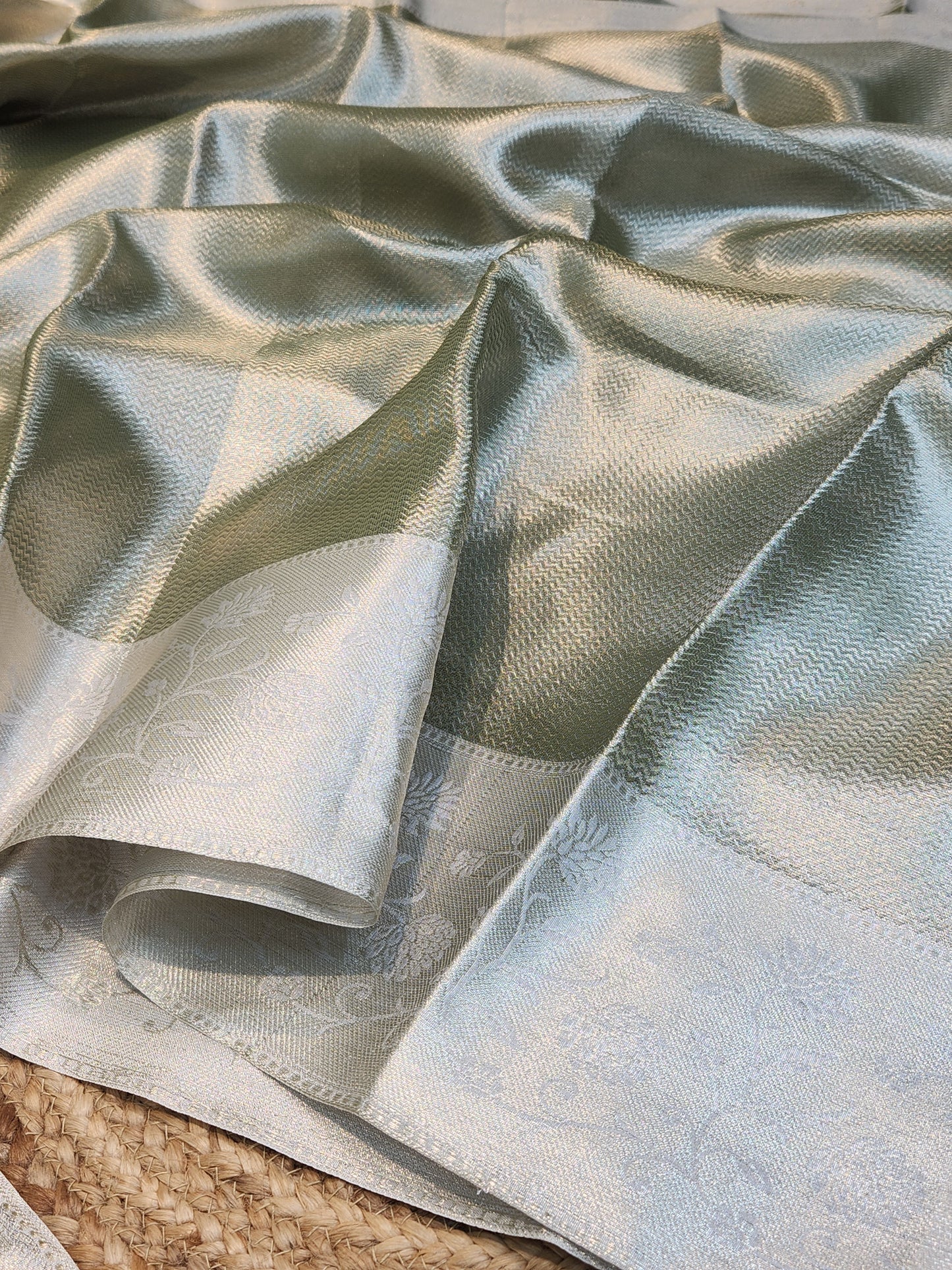 TISSUE SILK LIGHT GREEN BROCADE SAREE