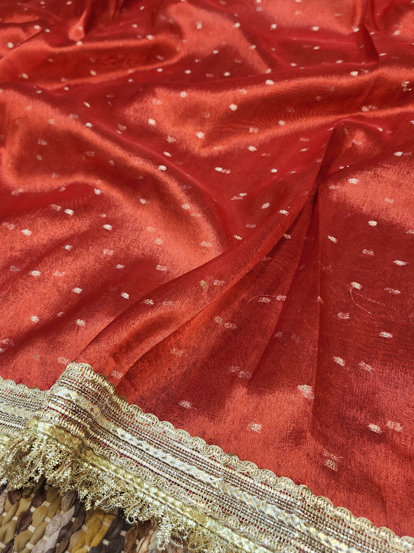 Red tissue silk saree
