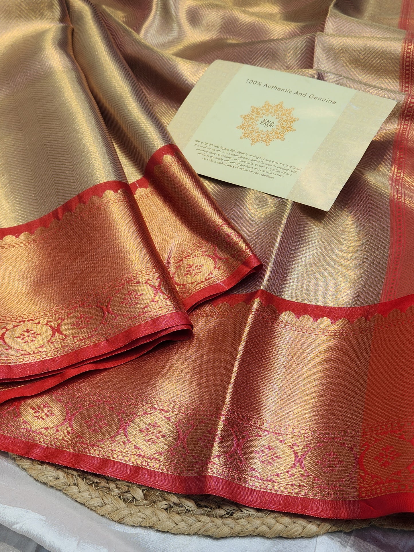 TISSUE SILK DUAL CONTRAST BORDER CELEBRITY INSPIRED BROCADE SAREE