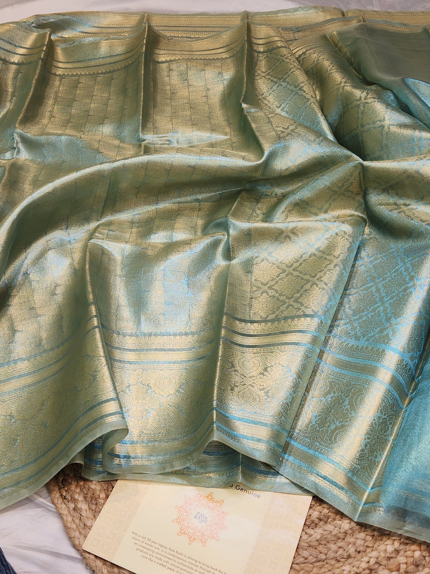 TISSUE SILK LIGHT BLUE COLOR BROCADE SAREE