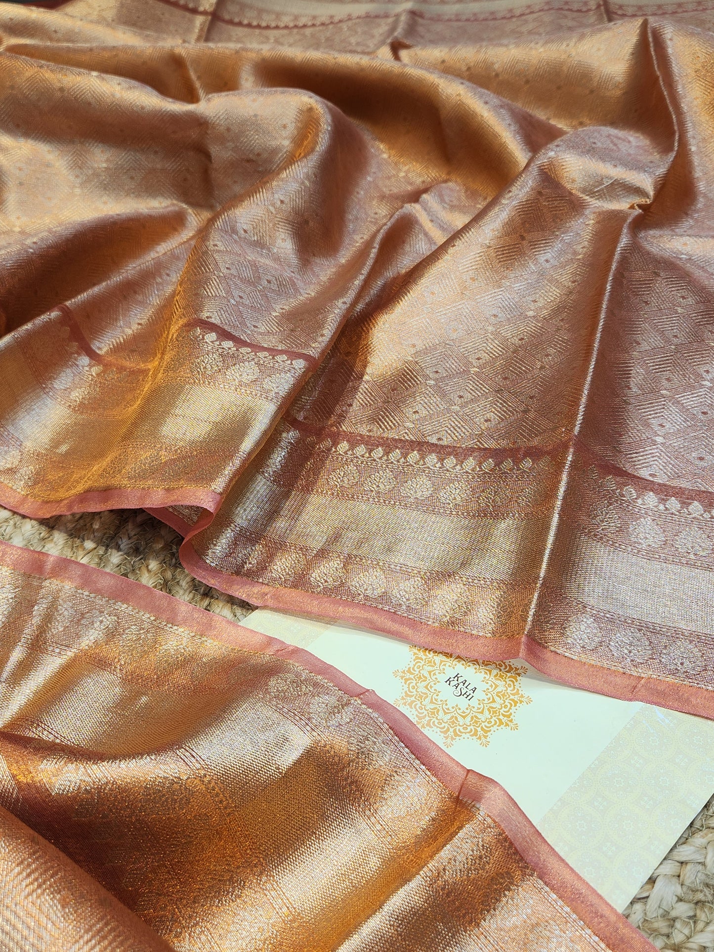 TISSUE SILK RUST COLOR BROCADE SAREE