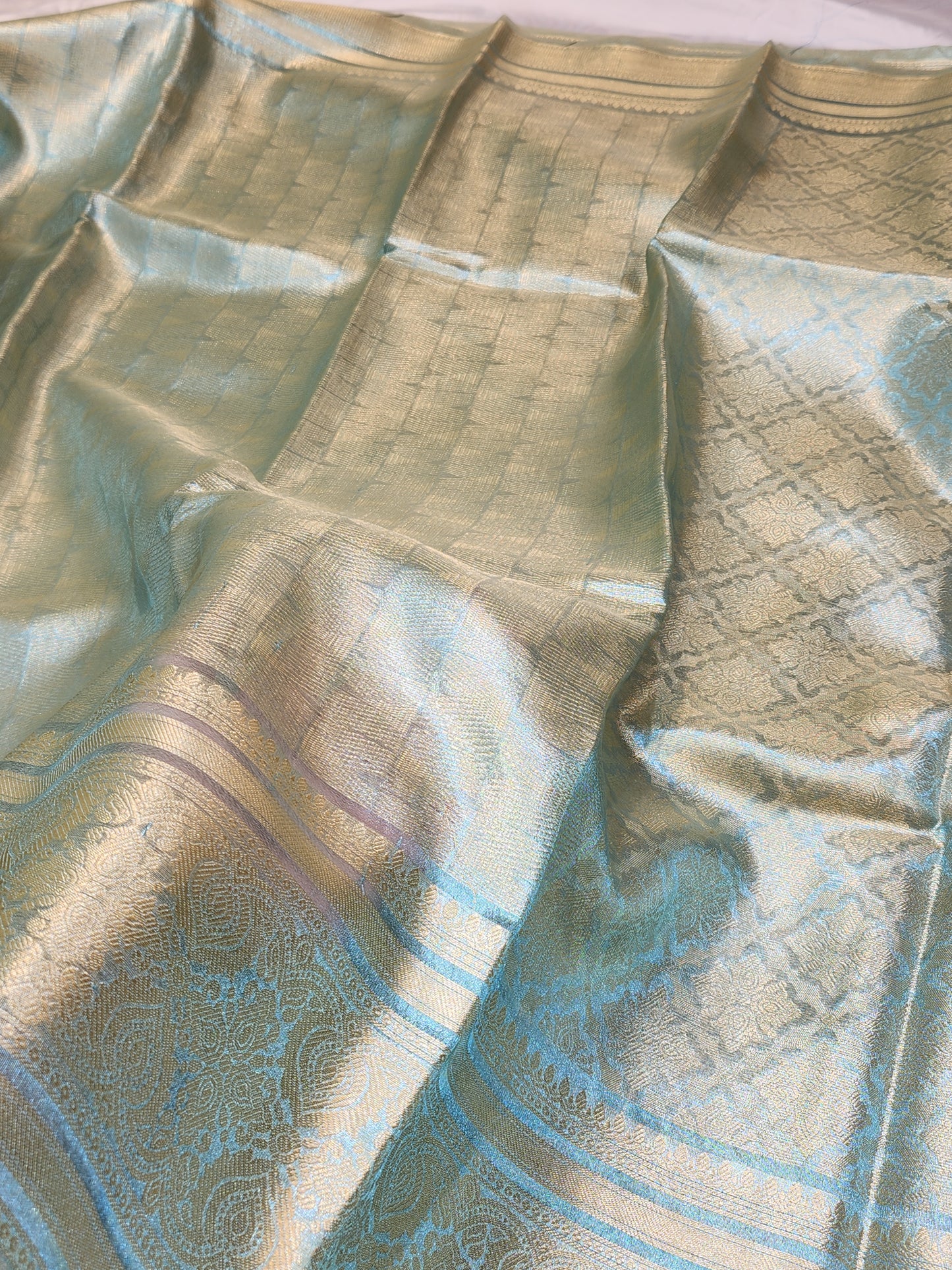 TISSUE SILK LIGHT BLUE COLOR BROCADE SAREE