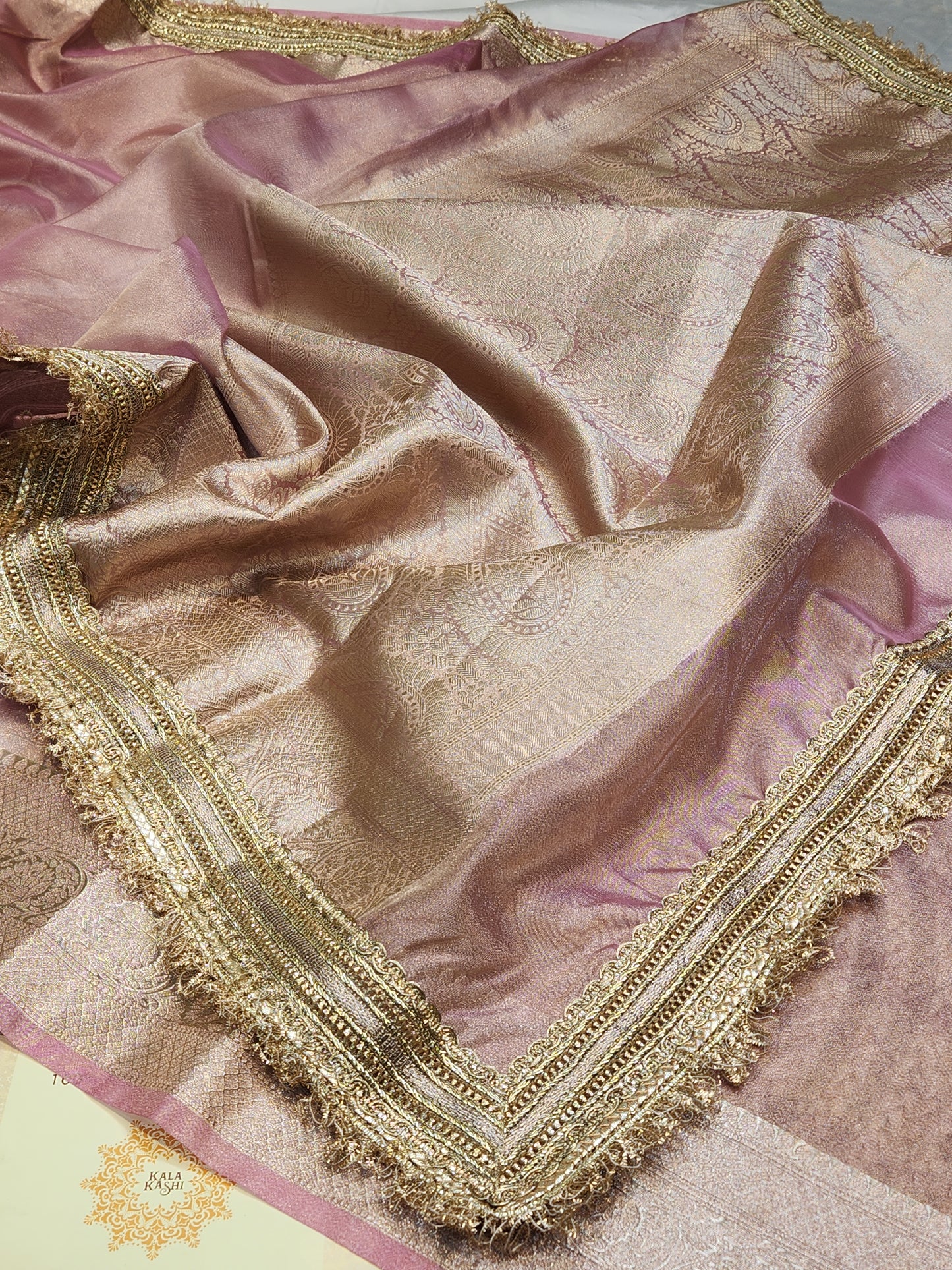 Maharani Collection Baby Pink Tissue silk saree
