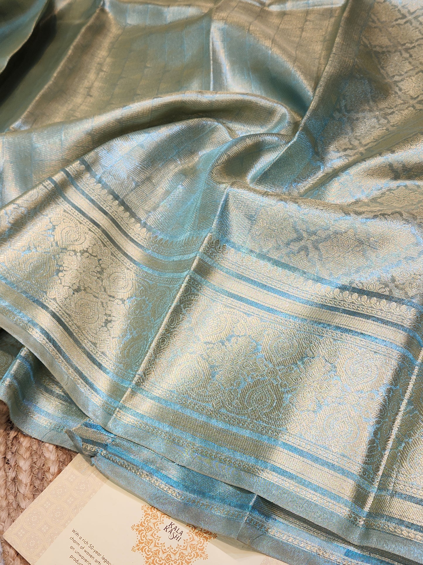 TISSUE SILK LIGHT BLUE COLOR BROCADE SAREE