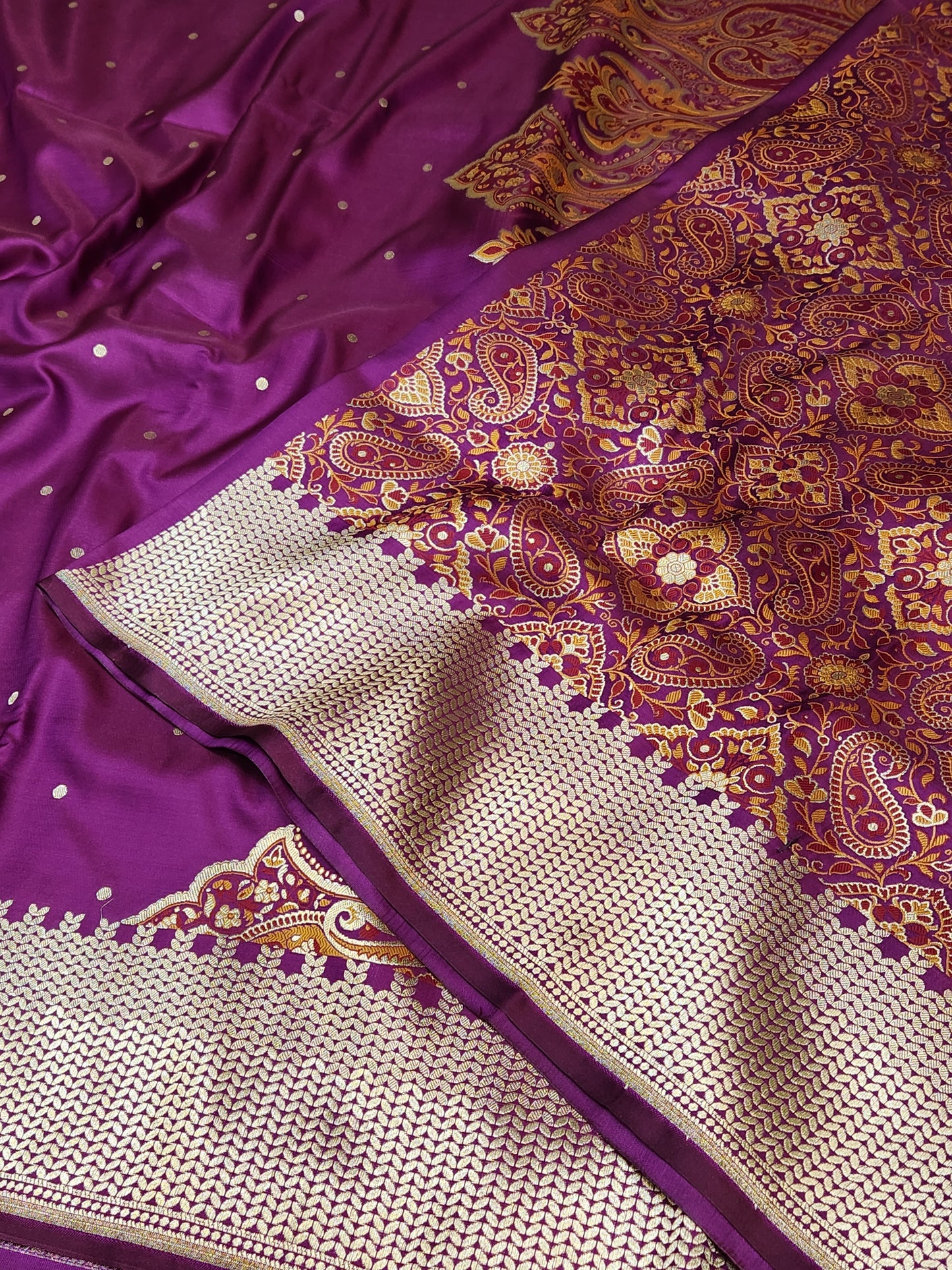 Purple Kimkhab mashru silk saree with all over booti