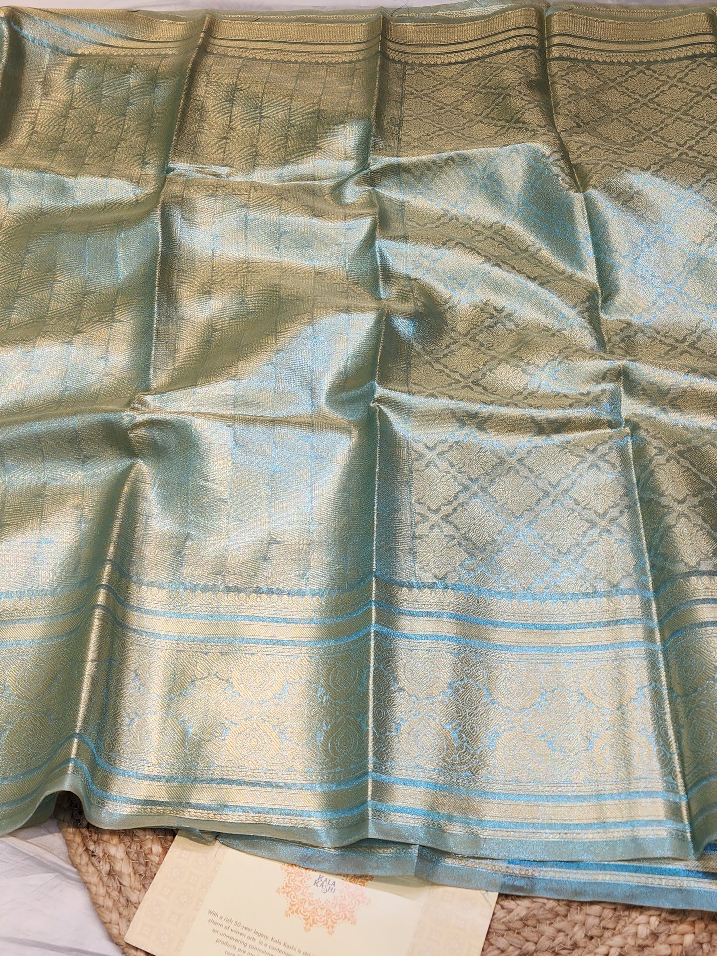 TISSUE SILK LIGHT BLUE COLOR BROCADE SAREE