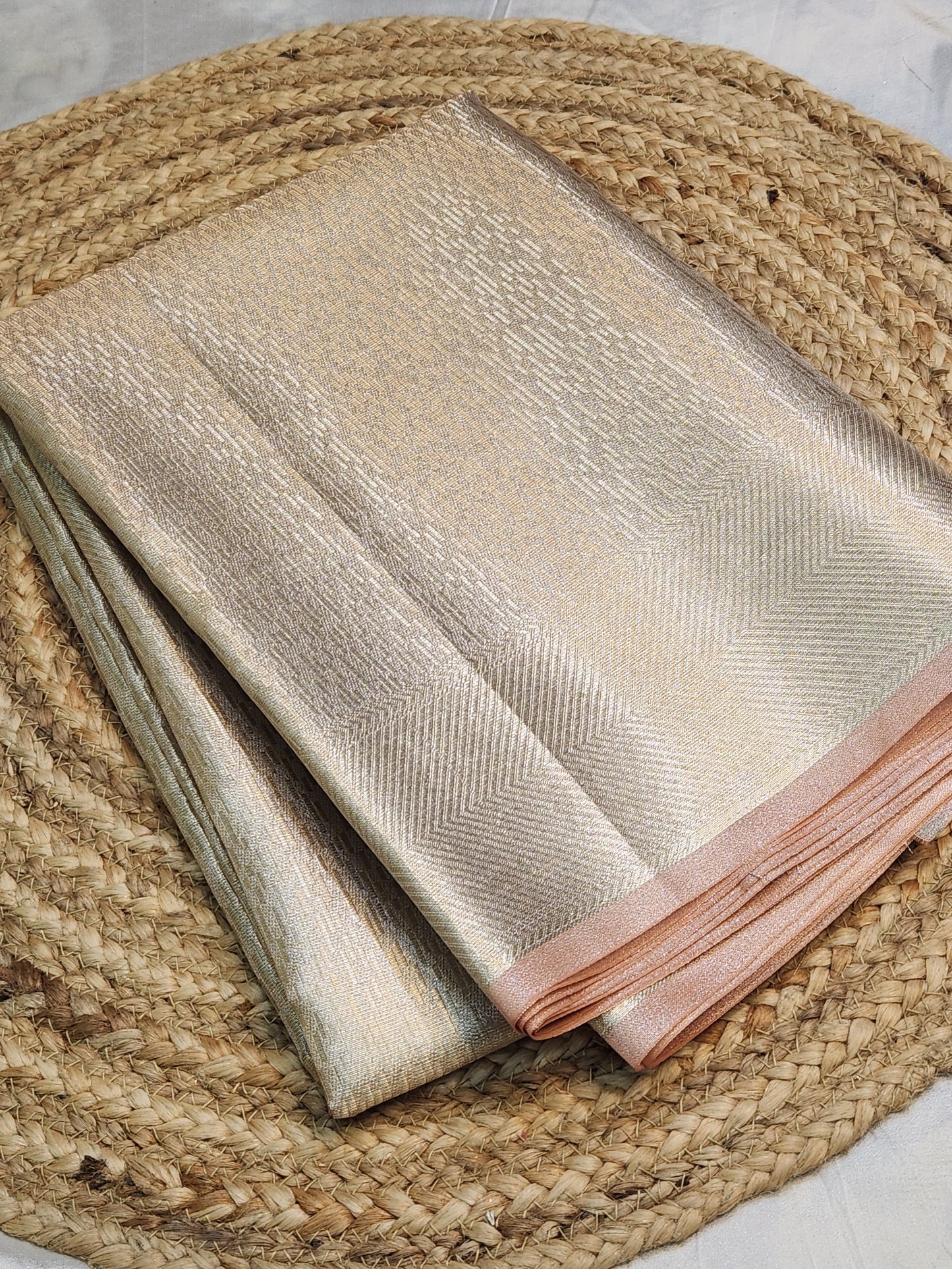 TISSUE SILK PEACH BROCADE SAREE