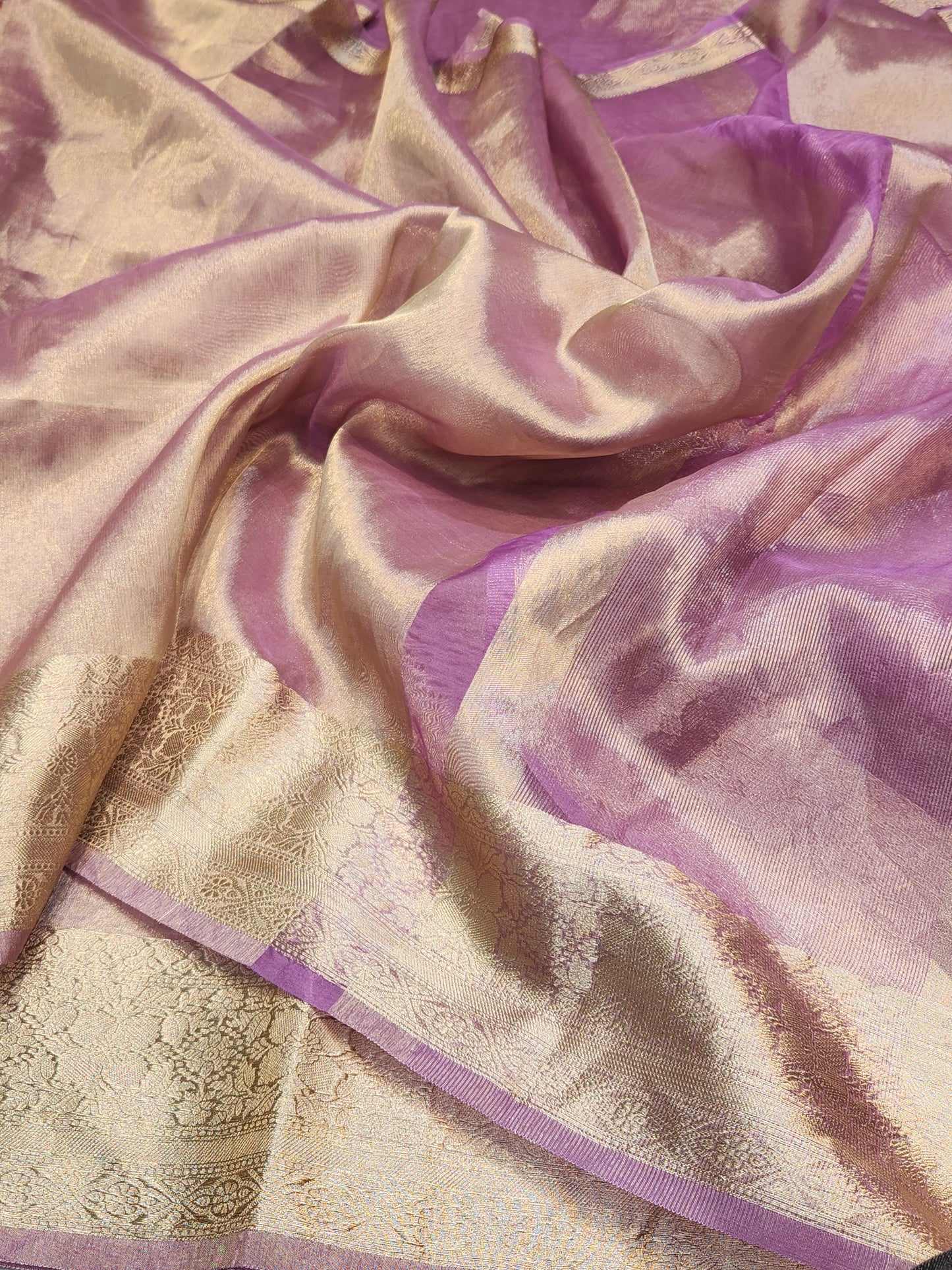 Gorgeous light purple Tissue silk saree