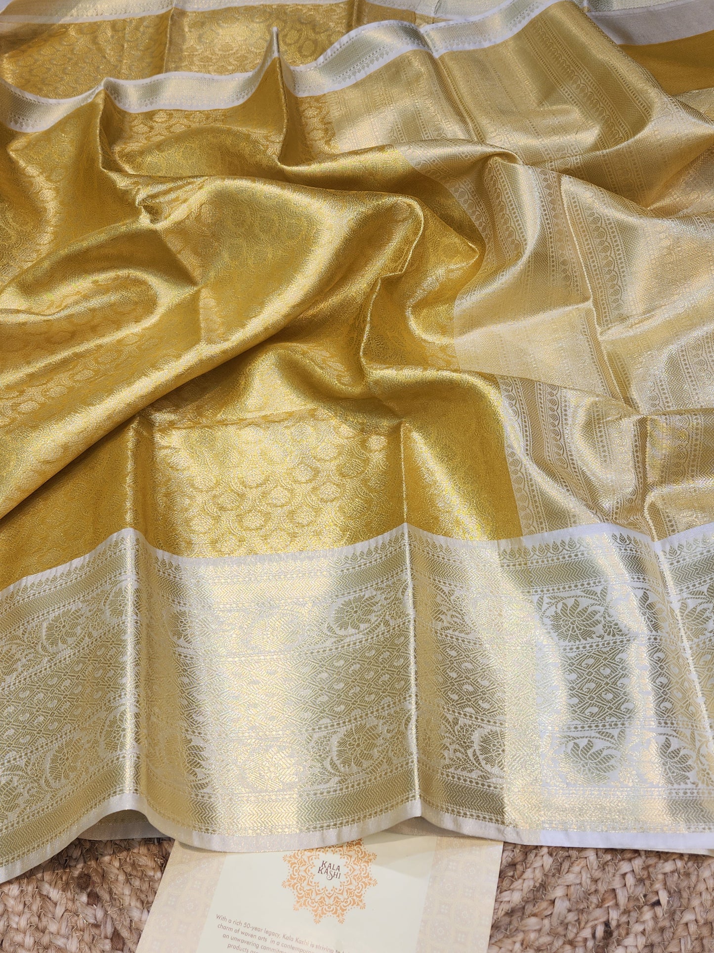 TISSUE SILK GOLD CONTRAST BROCADE SAREE