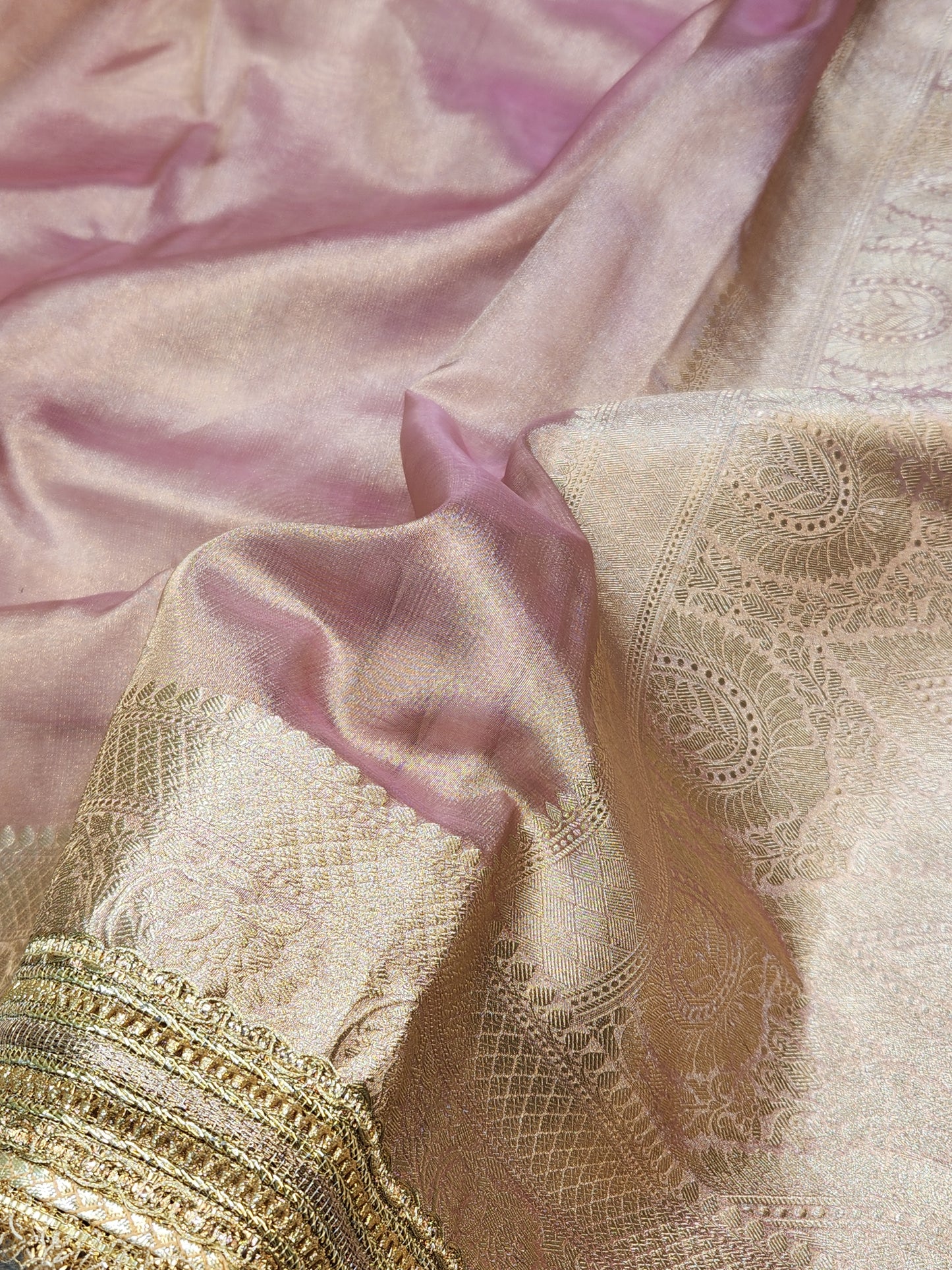 Maharani Collection Baby Pink Tissue silk saree