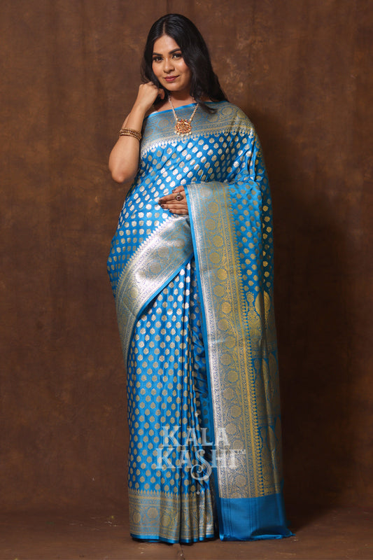 Light Blue Hand Woven Katan Silk Saree