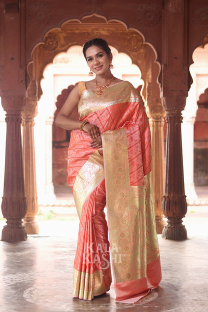 Light Red Hand Woven Katan Silk Saree