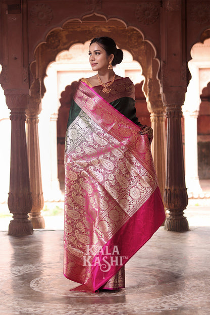 Dark Green Handwoven Banarasi Silk Saree