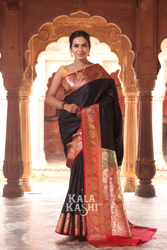Black Hand Woven Banarasi Silk Saree