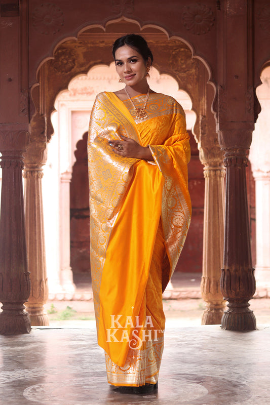 Yellow Hand Woven Katan Silk Saree