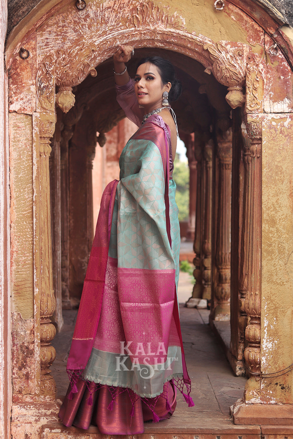 Aqua Marine Hand Woven Kanjivaram Silk Saree