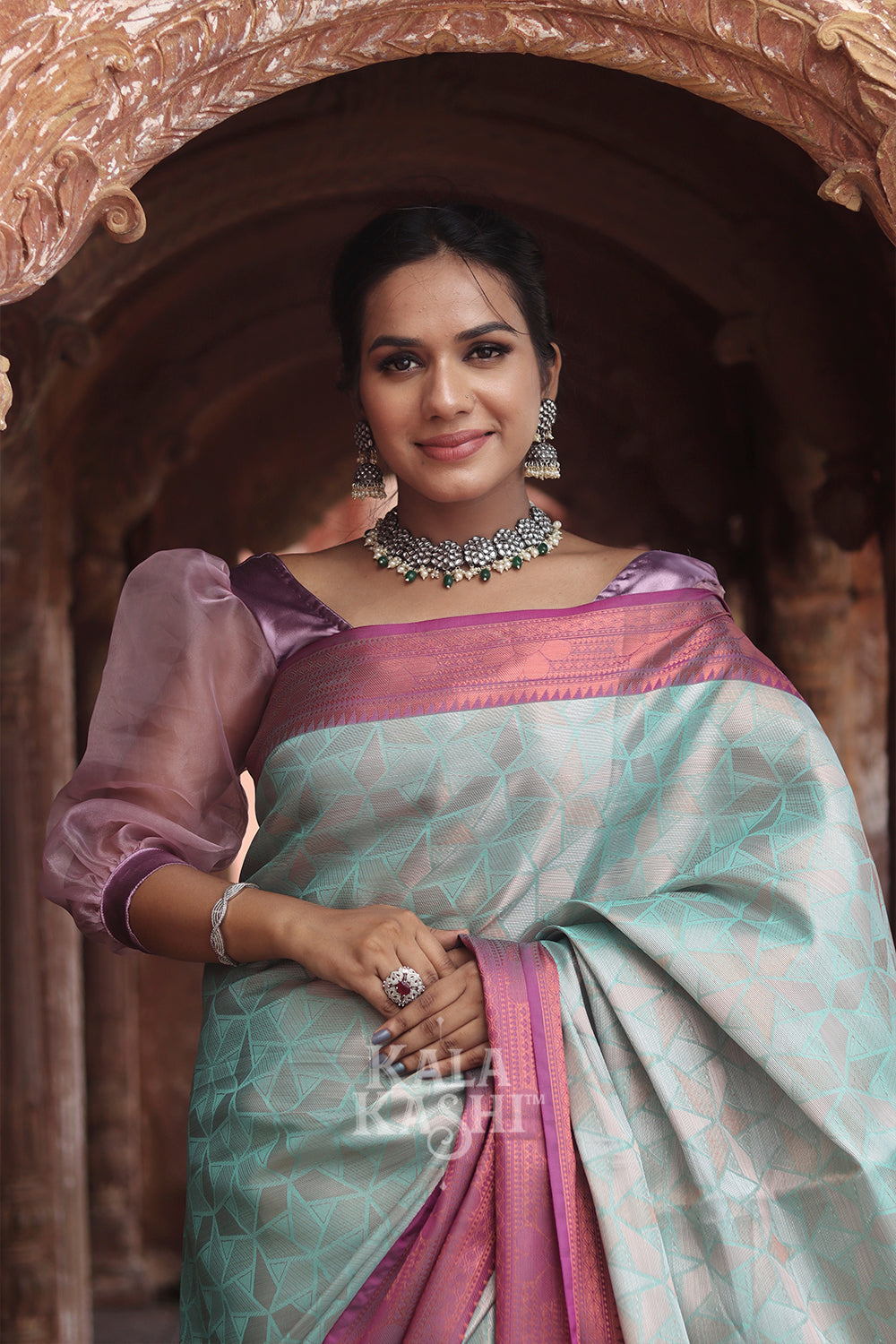 Aqua Marine Hand Woven Kanjivaram Silk Saree