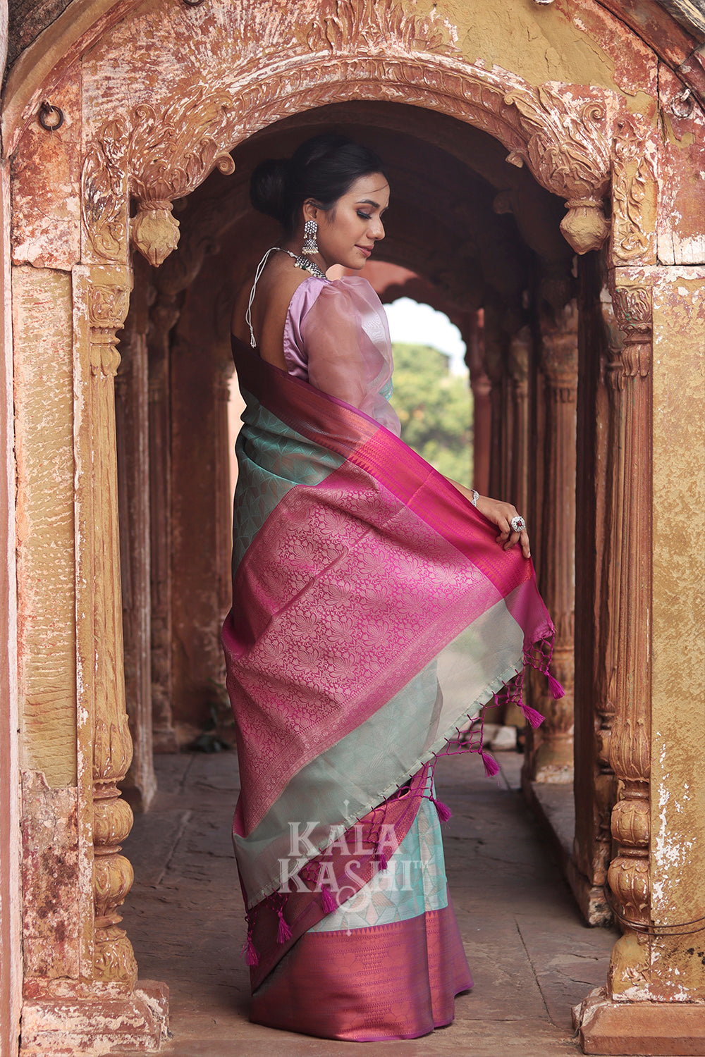 Aqua Marine Hand Woven Kanjivaram Silk Saree