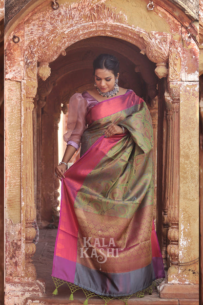 Olive Green Hand Woven Kanjivaram Silk Saree