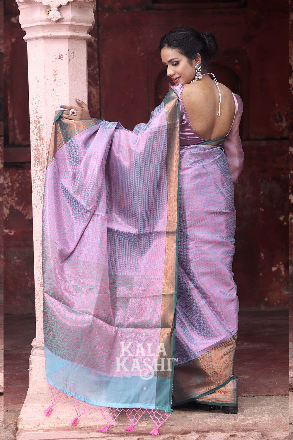 Bright Purple Hand Woven Zari Tanchuyi Saree