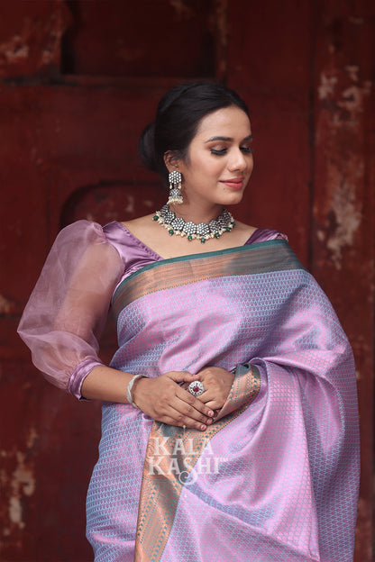 Bright Purple Hand Woven Zari Tanchuyi Saree