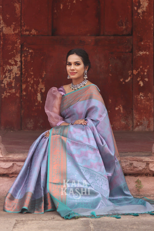 Lavendar Hand Woven Kanjivaram Silk Saree