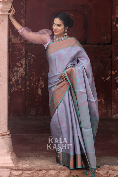Lavendar Hand Woven Kanjivaram Silk Saree