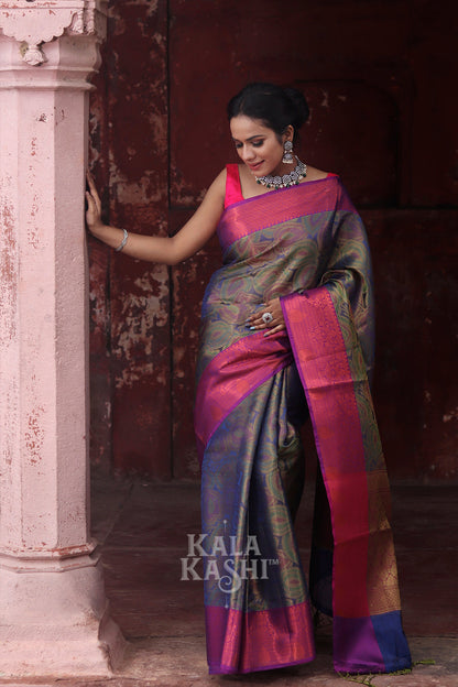 Saddle Brown Hand Woven Kanjivaram Silk Saree