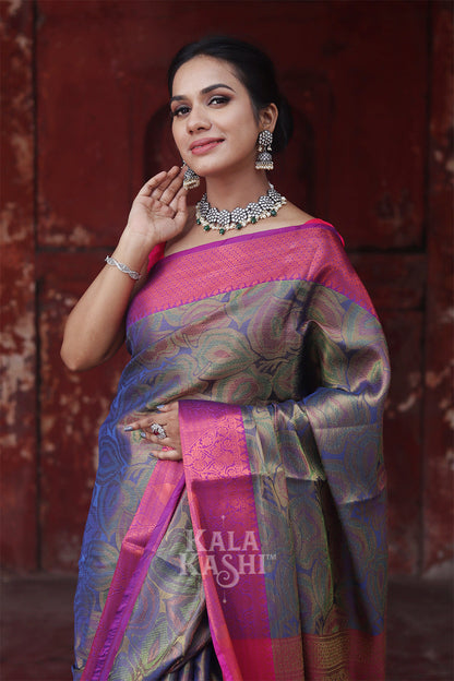 Saddle Brown Hand Woven Kanjivaram Silk Saree