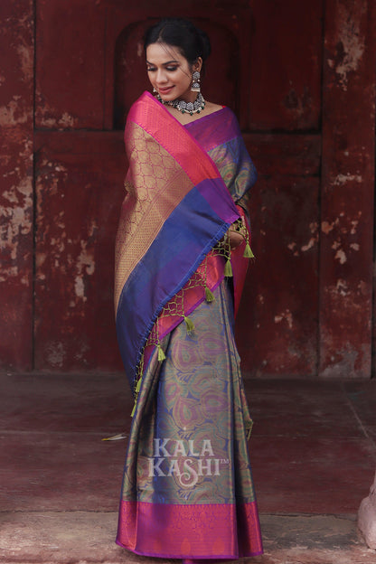 Saddle Brown Hand Woven Kanjivaram Silk Saree