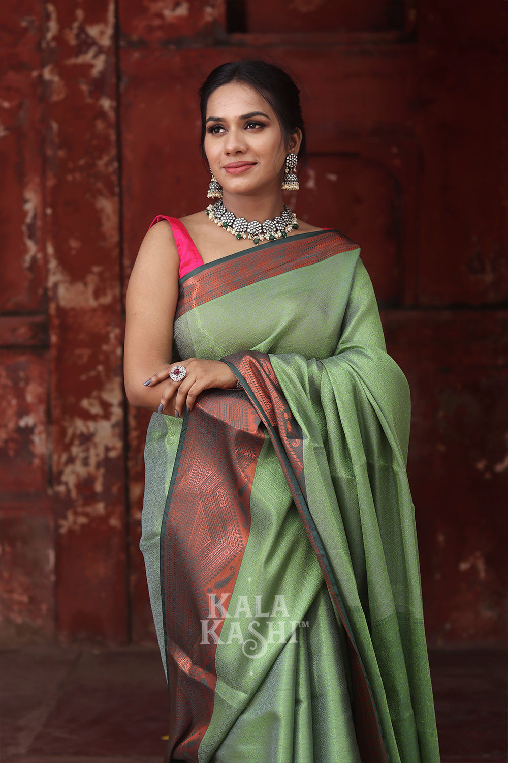 Light Green Hand Woven Zari Tanchuyi Saree