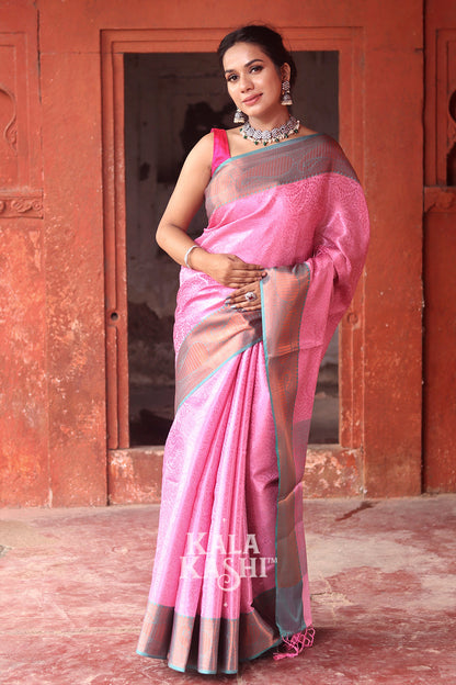 Baby Pink Hand Woven Kanjivaram Silk Saree