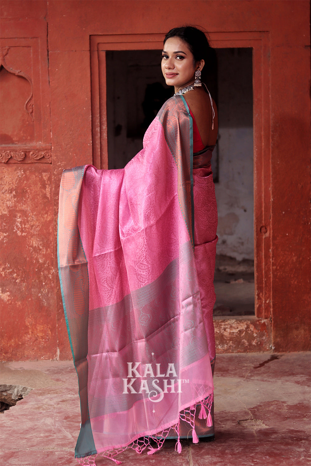 Baby Pink Hand Woven Kanjivaram Silk Saree