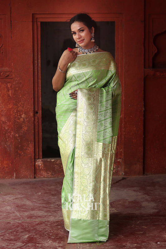 Light Green Hand Woven Katan Silk Saree