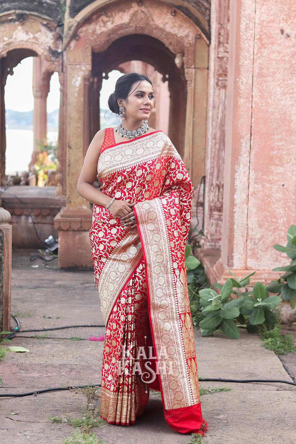 Chilly Red Hand Woven Katan Silk Saree