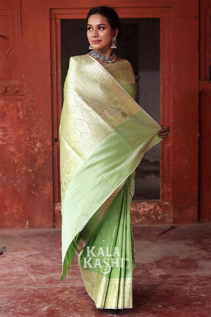 Light Green Hand Woven Katan Silk Saree