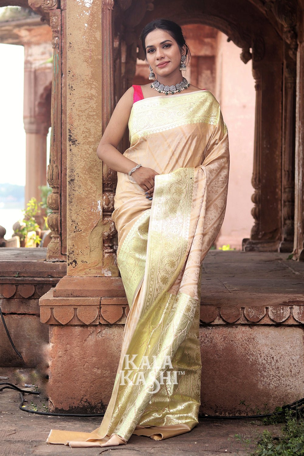Cornsilk Yellow Hand Woven Katan Silk Saree