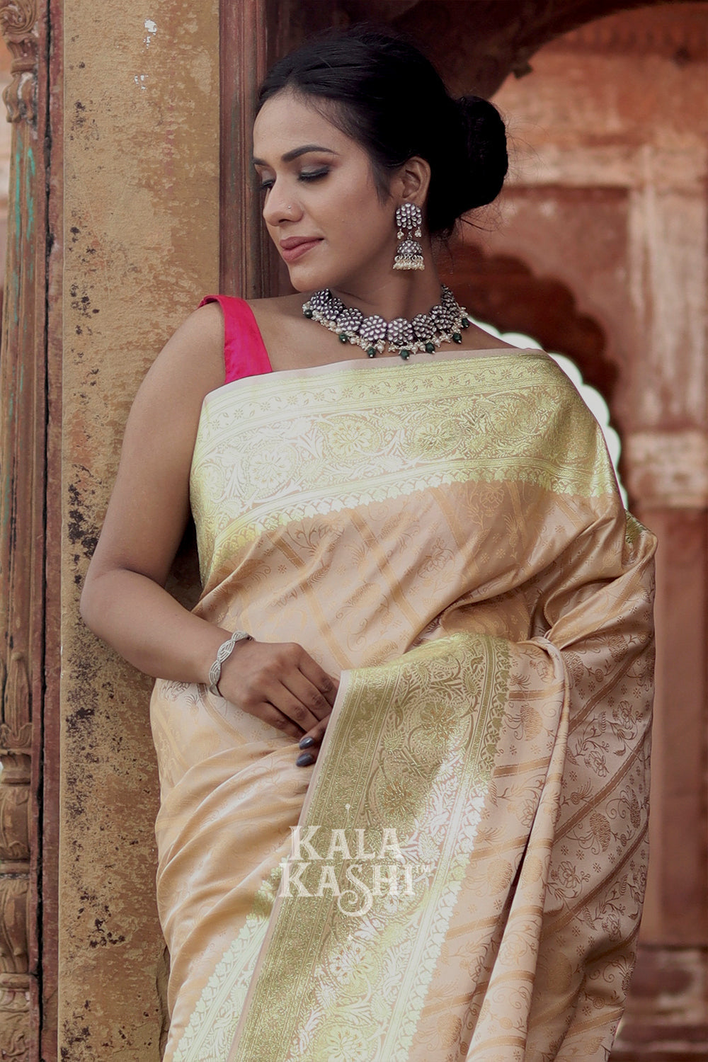 Cornsilk Yellow Hand Woven Katan Silk Saree