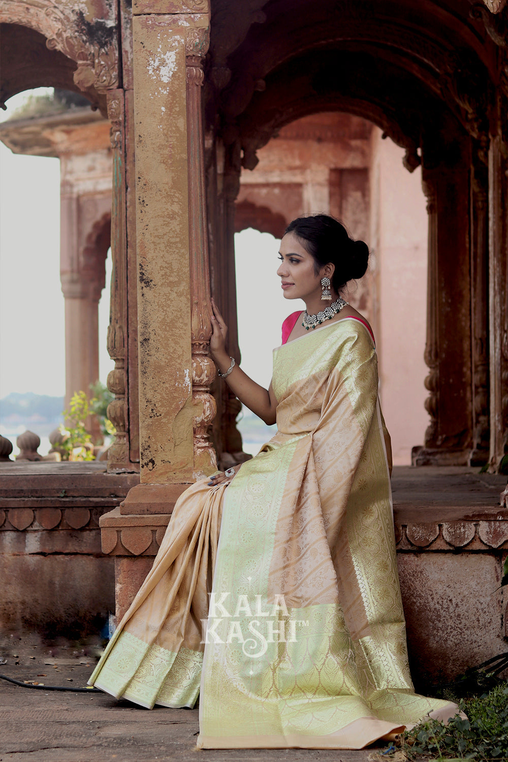 Cornsilk Yellow Hand Woven Katan Silk Saree