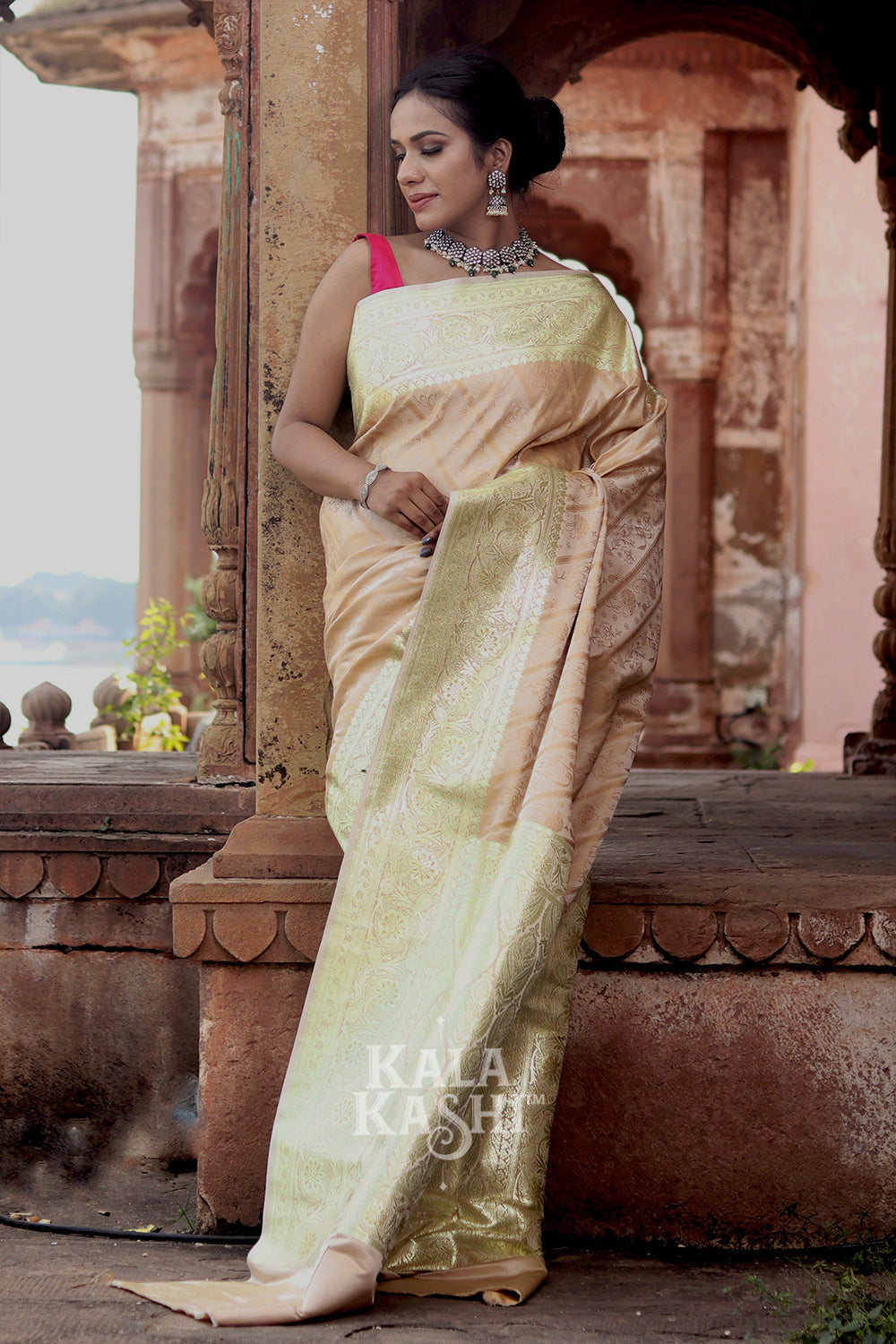 Cornsilk Yellow Hand Woven Katan Silk Saree