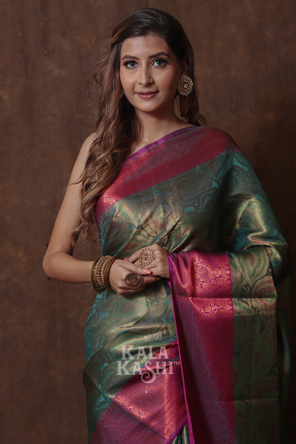 Bottle Green Hand Woven Kanjivaram Silk Saree