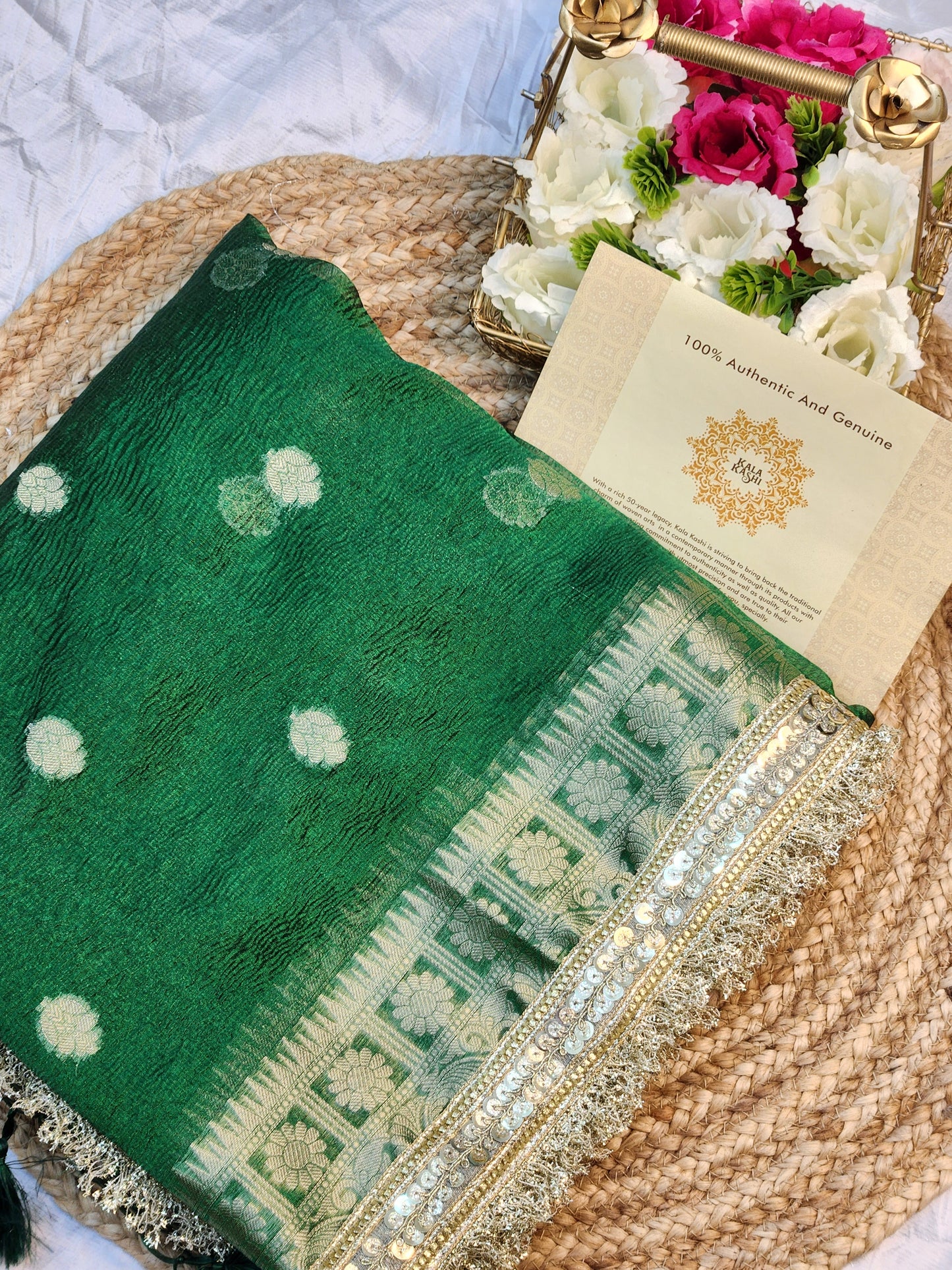 Maharani Collection Tissue silk green saree