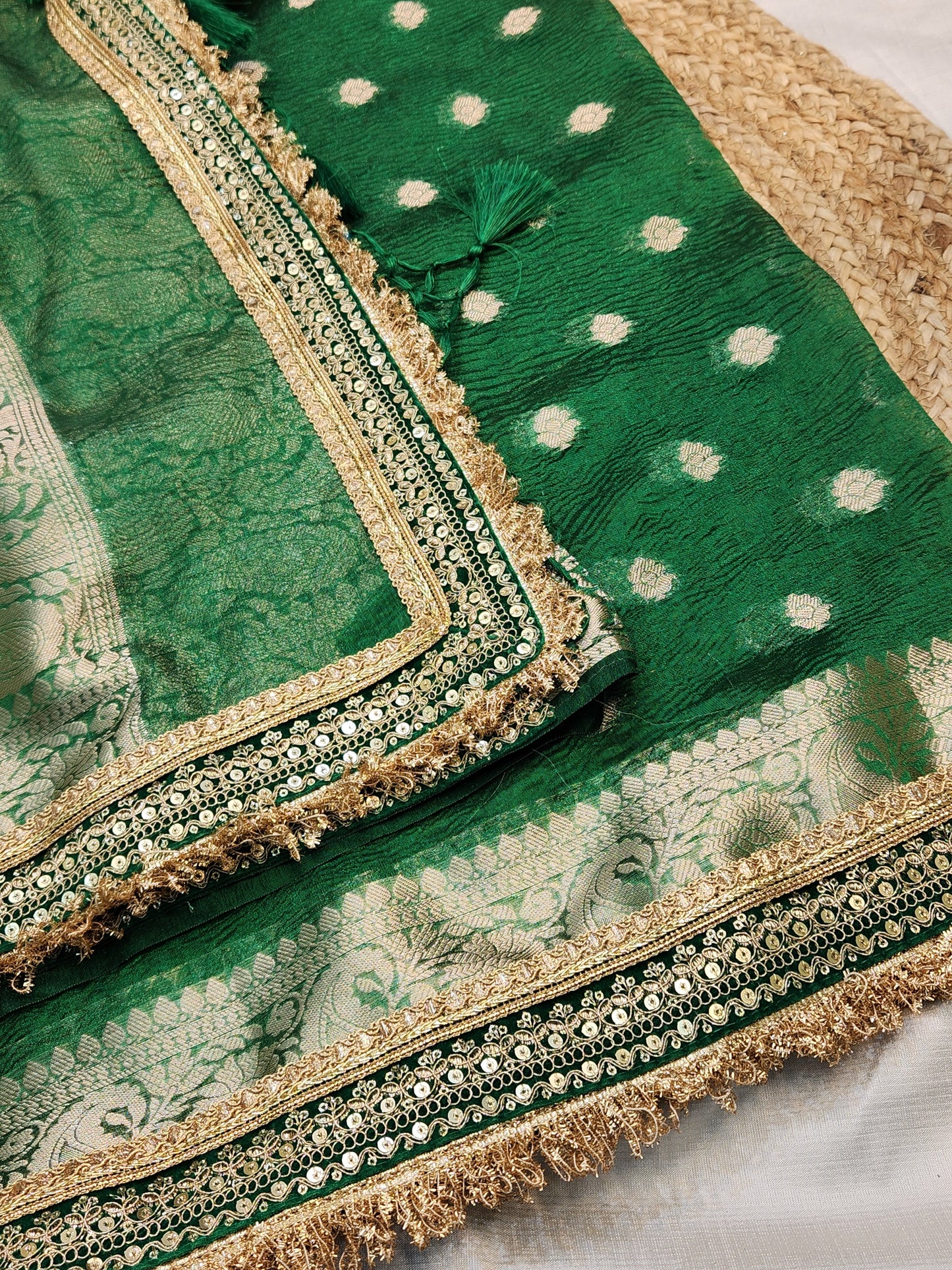Maharani Collection Tissue silk green saree