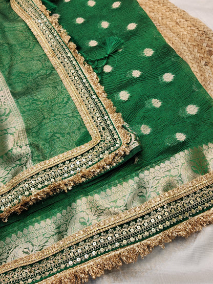 Maharani Collection Tissue silk green saree
