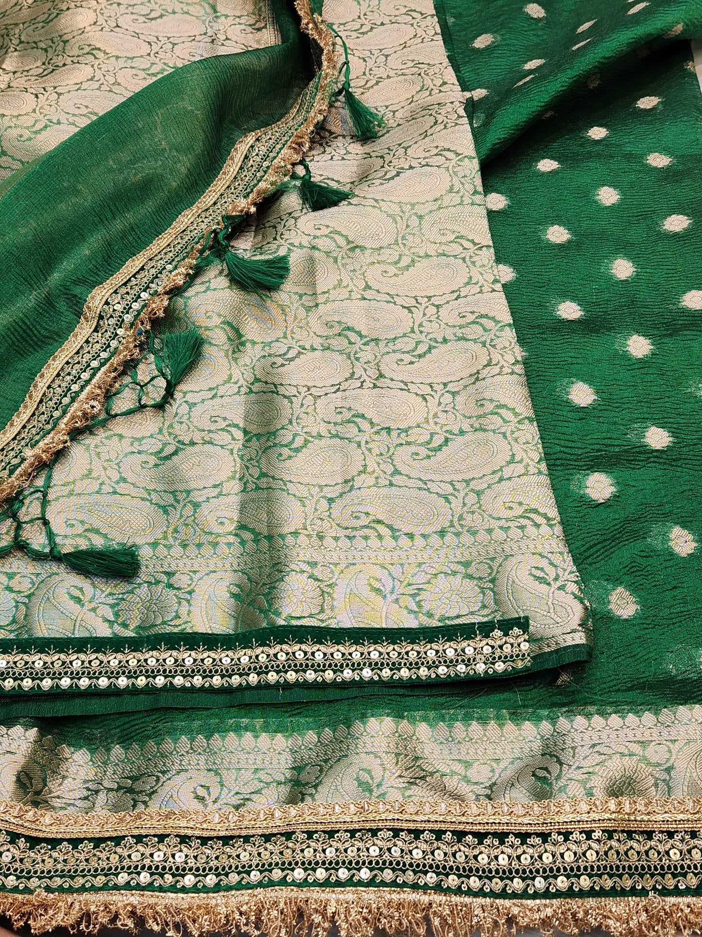 Maharani Collection Tissue silk green saree