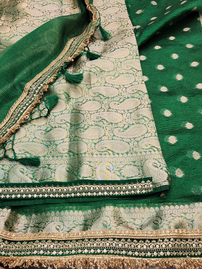 Maharani Collection Tissue silk green saree