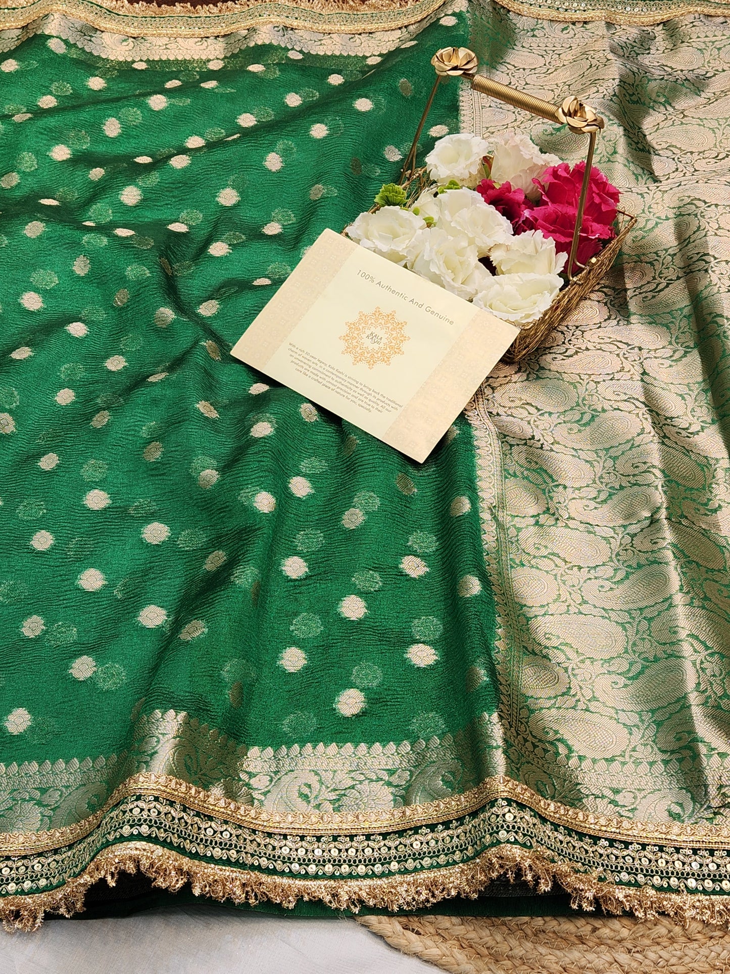 Maharani Collection Tissue silk green saree