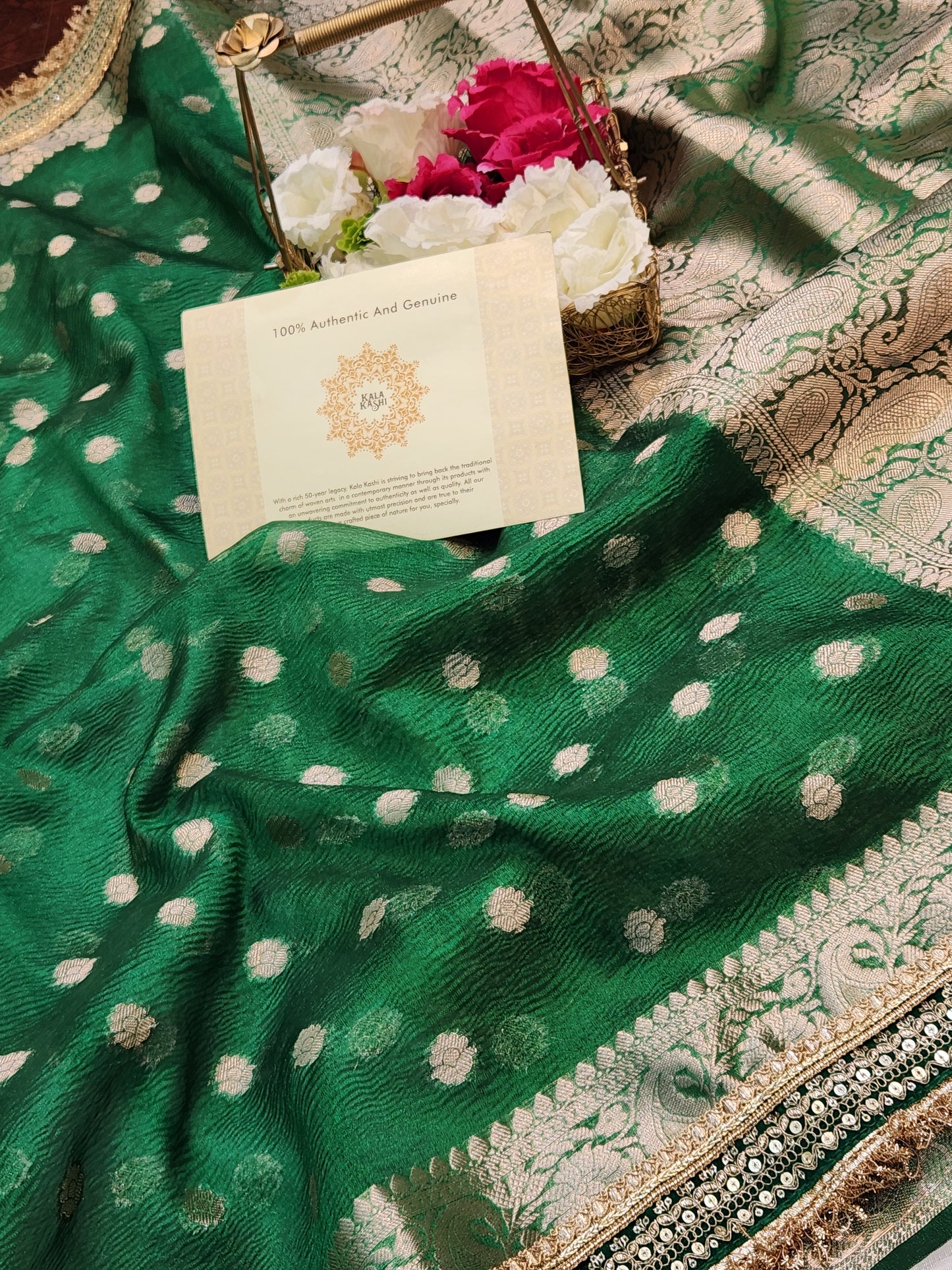 Maharani Collection Tissue silk green saree