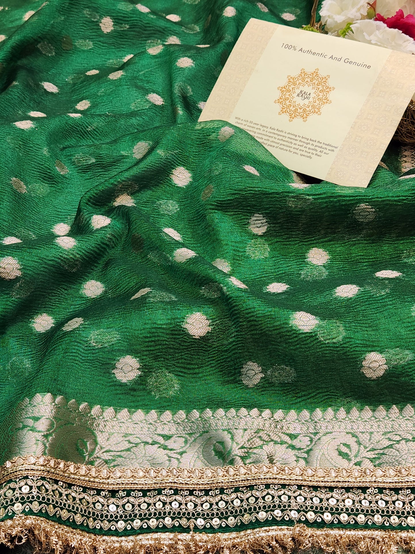 Maharani Collection Tissue silk green saree